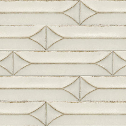 31/2x15 Terramater Fluted  Mosaic Solid-Color Glossy Wavy Porcelain Tile Off White