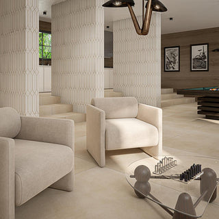 Off White - 3 1/2x15 Terramater Fluted Mosaic Solid-Color Glossy Wavy Porcelain Tile