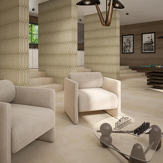 Light Beige - 3 1/2x15 Terramater Fluted Mosaic Solid-Color Glossy Wavy Porcelain Tile