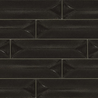 Dark Gray - 3 1/2x15 Terramater Fluted Mosaic Solid-Color Glossy Wavy Porcelain Tile