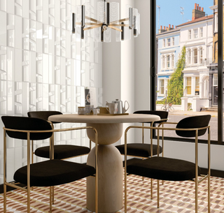 Bright White - 4x16 Idiosync 3D-Geometric Sculpted Solid-Color Glossy Undulated Ceramic Tile