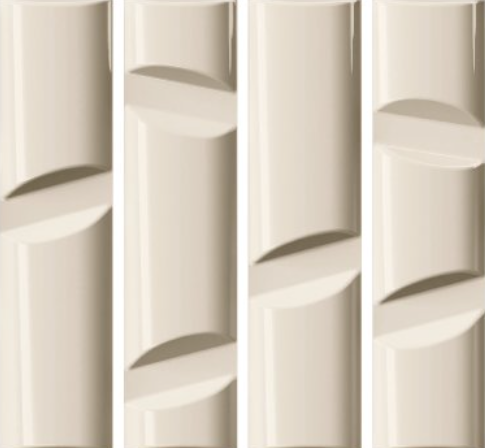 4x16 Idiosync 3D-Geometric Sculpted Solid-Color Glossy Undulated Ceramic Tile