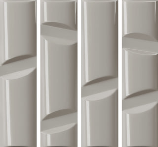 4x16 Idiosync 3D-Geometric Sculpted Solid-Color Glossy Undulated Ceramic Tile
