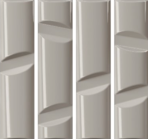 4x16 Idiosync 3D-Geometric Sculpted Solid-Color Glossy Undulated Ceramic Tile