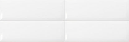 6x18 Annapolis Remix  Natural Solid-Color Glossy Beveled Ceramic Tile Bright White