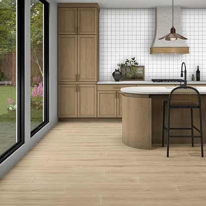 8x48 Platinum  Natural Wood-Look Matte Smooth Porcelain Tile Light White Oak