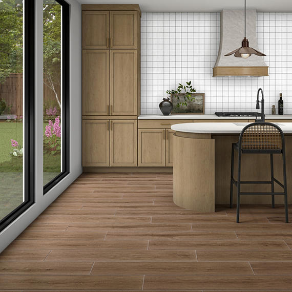 8x48 Platinum  Natural Wood-Look Matte Smooth Porcelain Tile Gray White Oak