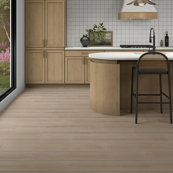 8x48 Platinum  Natural Wood-Look Matte Smooth Porcelain Tile Brown White Oak