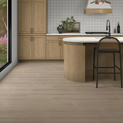 8x48 Platinum  Natural Wood-Look Matte Smooth Porcelain Tile Brown White Oak
