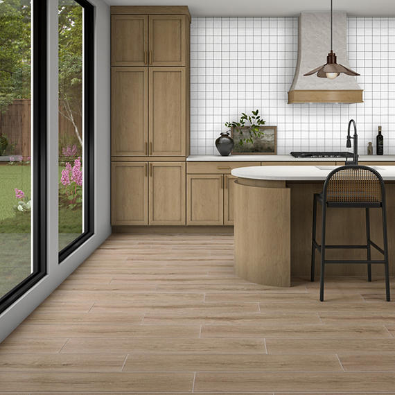 8x48 Platinum  Natural Wood-Look Matte Smooth Porcelain Tile White Oak