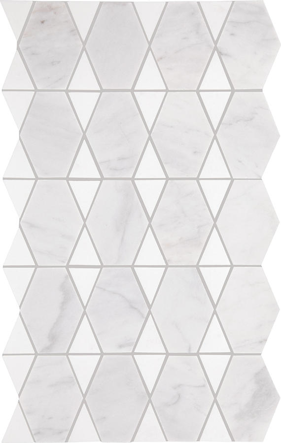 12x18 Perfit Mosaix Diamond Grid Octagon Mosaic Marble-Look Polished Smooth Stone Tile Marble White