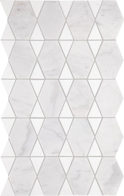 12x18 Perfit Mosaix Diamond Grid Octagon Mosaic Marble-Look Polished Smooth Stone Tile Marble White