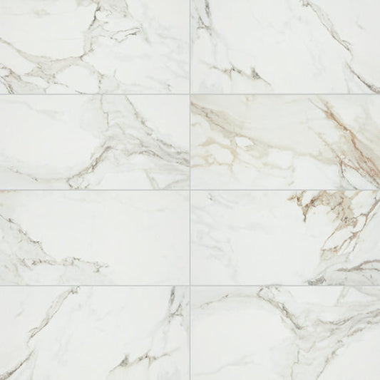 6x18 Platinum  Natural Marble-Look Glossy Smooth Porcelain Tile White Gold