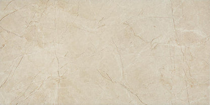 6x18 Platinum  Natural Marble-Look Glossy Smooth Porcelain Tile Almond