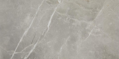 6x18 Platinum  Natural Marble-Look Glossy Smooth Porcelain Tile Dove Gray