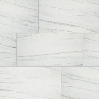 White Gray Mix - 6x18 Platinum Natural Marble-Look Glossy Smooth Porcelain Tile