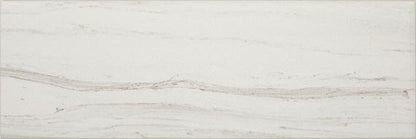 6x18 Platinum  Natural Marble-Look Glossy Smooth Porcelain Tile Soft Cream Gray