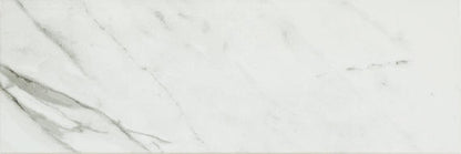 6x18 Platinum  Natural Marble-Look Glossy Smooth Porcelain Tile White Gray