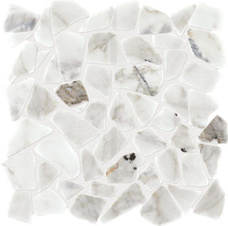 Marble White - 12x12 Marble Fragment Shard Mosaic Pebble-Look Polished Smooth Marble Tile