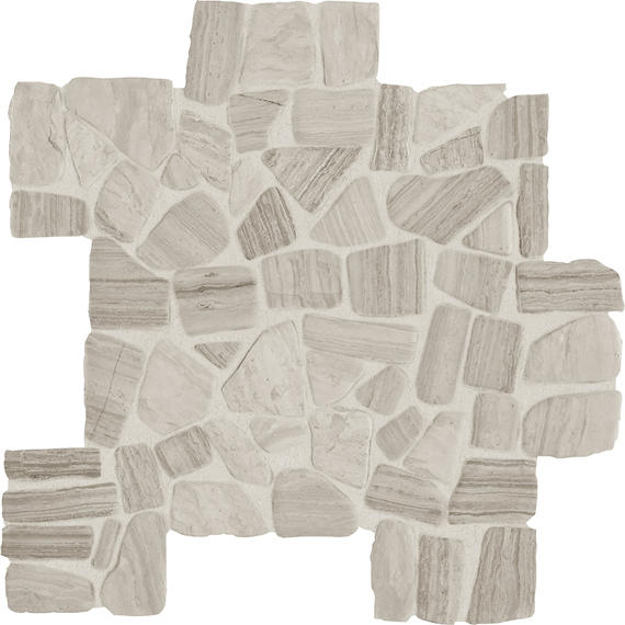 12x12 Decorative Accents Oval  Mosaic Pebble-Look Polished Natural Marble Tile Gray Blend