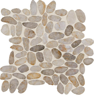 River Pebble - 12x12 Decorative Accents Oval Mosaic Pebble-Look Matte Natural Marble Tile