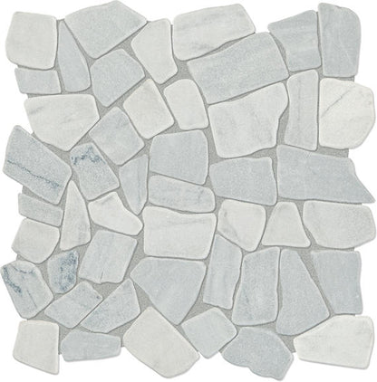 12x12 Raine Polygon Random Pattern Fragment Shard Mosaic Pebble-Look Tumbled Natural Marble Tile Storm Gray
