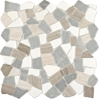14x12 Raine Polygon Fragment Shard Mosaic Pebble-Look Tumbled Natural Marble Tile