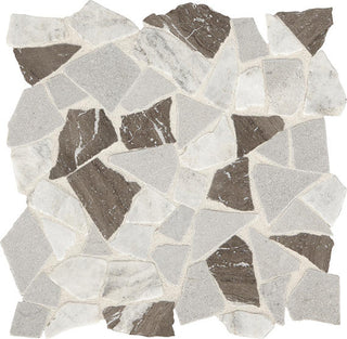 Brown Gray - 12x12 Predella Fragment Shard Random Pattern Mosaic Pebble-Look Tumbled Natural Stone Tile