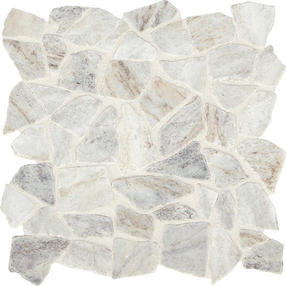 12x12 Predella Oval  Mosaic Natural-Look Tumbled Natural Stone Tile Off White