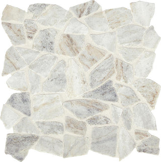 Off White - 12x12 Predella Oval Mosaic Natural-Look Tumbled Natural Stone Tile
