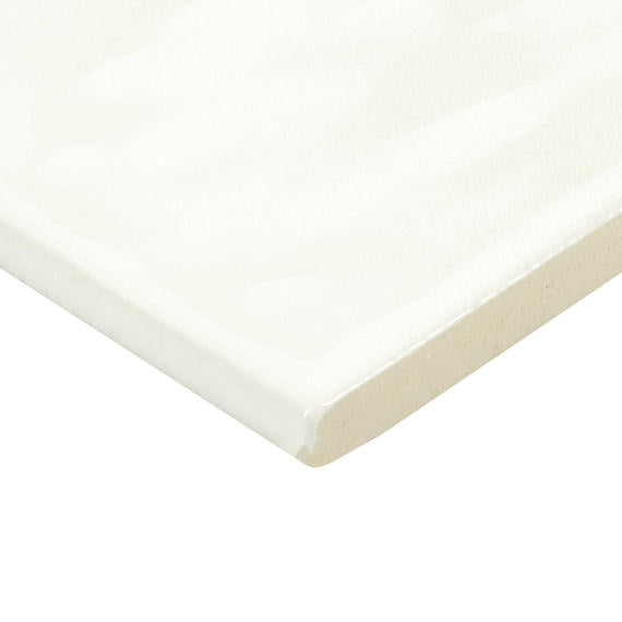 4x12 Studio Haven  Mosaic Stone-Look Glossy Smooth Ceramic Tile Cream White