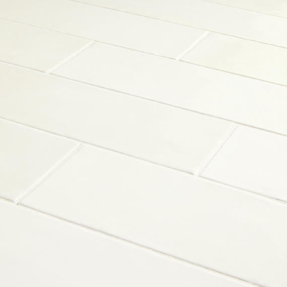 4x12 Studio Haven  Mosaic Stone-Look Glossy Smooth Ceramic Tile Cream White