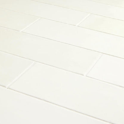 4x12 Studio Haven  Mosaic Stone-Look Glossy Smooth Ceramic Tile Cream White