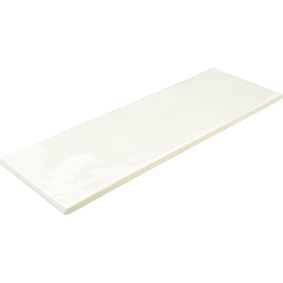 4x12 Studio Haven  Mosaic Stone-Look Glossy Smooth Ceramic Tile Cream White