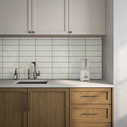 4x12 Studio Haven  Mosaic Stone-Look Glossy Smooth Ceramic Tile Cream White