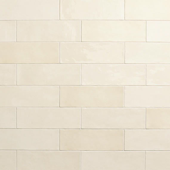 4x12 Studio Haven  Mosaic Stone-Look Glossy Smooth Ceramic Tile Ivory Cream