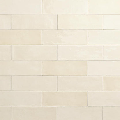 4x12 Studio Haven  Mosaic Stone-Look Glossy Smooth Ceramic Tile Ivory Cream