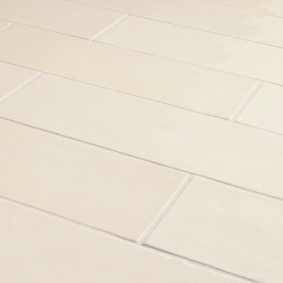 4x12 Studio Haven  Mosaic Stone-Look Glossy Smooth Ceramic Tile Ivory Cream