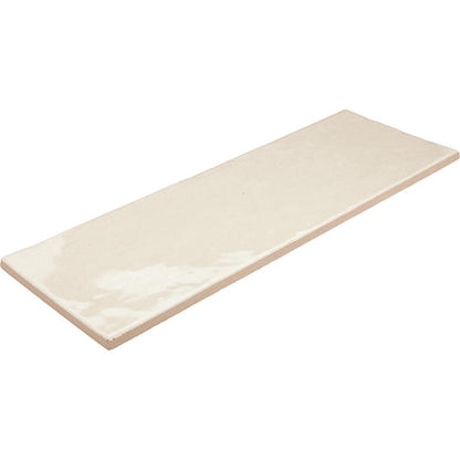 4x12 Studio Haven  Mosaic Stone-Look Glossy Smooth Ceramic Tile Ivory Cream