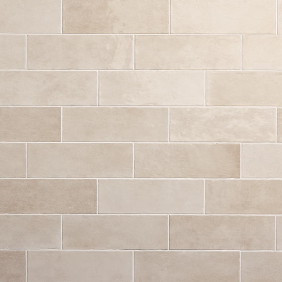 4x12 Studio Haven  Mosaic Stone-Look Glossy Smooth Ceramic Tile Warm Taupe