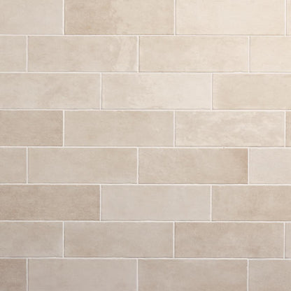 4x12 Studio Haven  Mosaic Stone-Look Glossy Smooth Ceramic Tile Warm Taupe