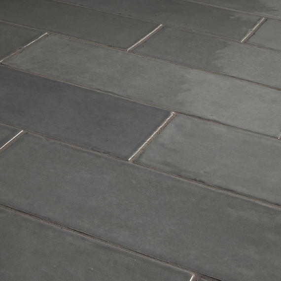 4x12 Studio Haven  Mosaic Stone-Look Glossy Smooth Ceramic Tile Dark Gray