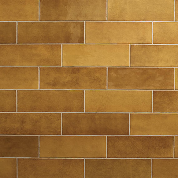 4x12 Studio Haven  Mosaic Stone-Look Glossy Smooth Ceramic Tile Golden Beige
