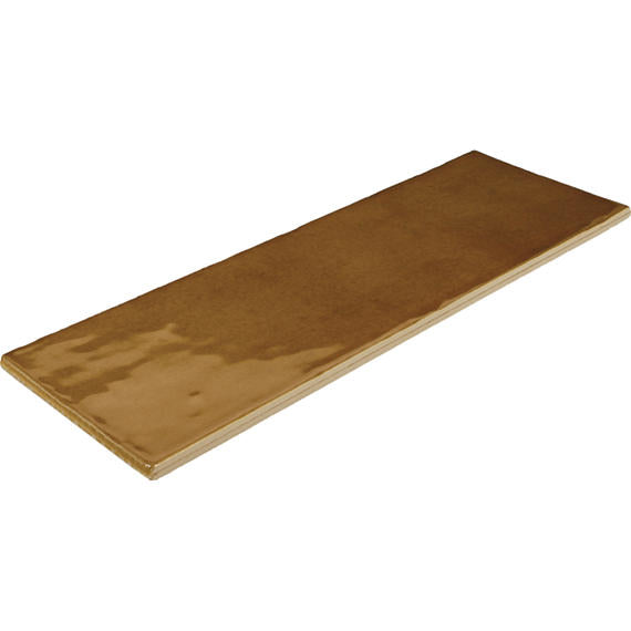 4x12 Studio Haven  Mosaic Stone-Look Glossy Smooth Ceramic Tile Golden Beige