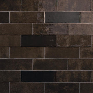 Deep Brown - 4x12 Studio Haven Mosaic Stone-Look Glossy Smooth Ceramic Tile