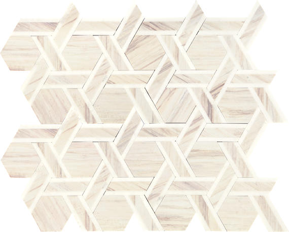12x10 Fonte Hexagon Trident  Mosaic Marble-Look Honed Natural Marble Tile Beige Marble
