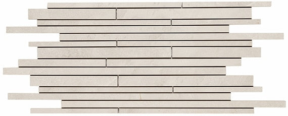 12x30 Delegate Linear Random Pattern Mosaic Stone-Look Matte Smooth Porcelain Tile Warm White