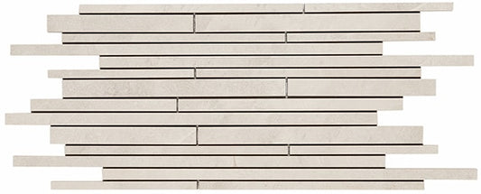 12x30 Delegate Linear Random Pattern Mosaic Stone-Look Matte Smooth Porcelain Tile Warm White