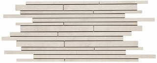 Warm White - 12x30 Delegate Linear Random Pattern Mosaic Stone-Look Matte Smooth Porcelain Tile