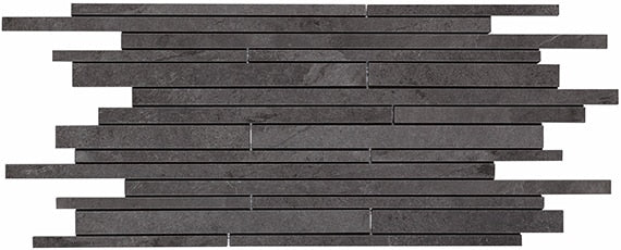12x30 Delegate Linear Random Pattern Mosaic Stone-Look Matte Smooth Porcelain Tile Charcoal Gray